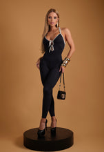 Black Front Bow Jumpsuit White Mini Leopard Border
