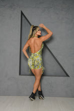 Lime Snake Short Jumpsuit ( Neon )