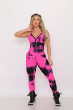Hot Pink & Black Bubble Tye Jumpsuit