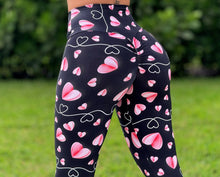 Double Lazed Pink Hearts Leggings (Black)