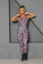 Aqua, Purple & Coral Strappy Snake Jumpsuit