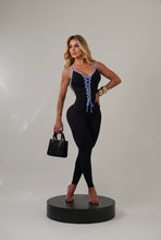 Black Lux Extra Lazed Jumpsuit (Blue Border)