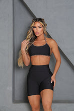 Black Leopard Straps Shorts Set