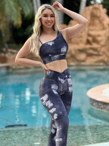 Dark Ripped Jeans Set ( V-Cut Semi Shoulder)