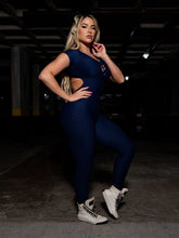 Classic Lazed Bubble Textured Jumpsuit (Deep Navy Blue)