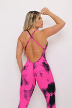 Hot Pink & Black Bubble Tye Jumpsuit