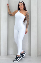 One Shoulder Ring White Jumpsuit