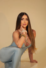 Metalic Baby Blue  Epic Leopard Jumpsuit