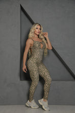 Green Leopard Strappy Jumpsuit