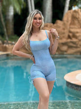 Light Jean Bow Short Jumpsuit