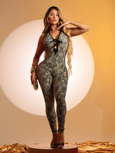 Black Front Bow Snake Jumpsuit