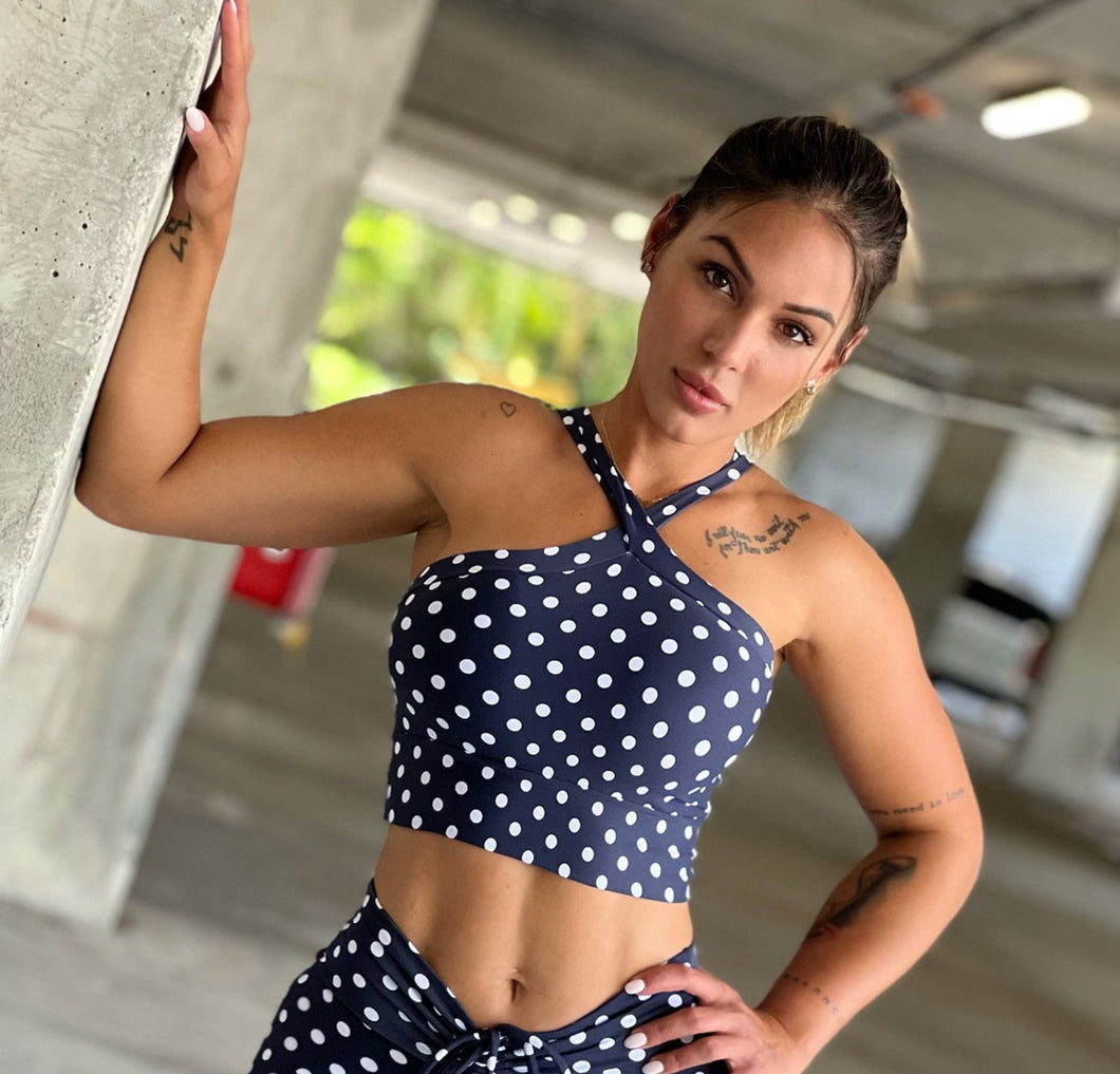 Navy Polka Dots Top