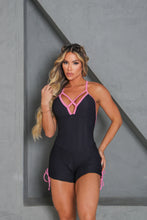 Fabulous Black Wallpaper Short Jumpsuit (Pink Bow)