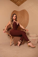 Sexy Lazed Wallpaper Leopard Jumpsuit (Dark Brown)