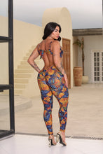 Orange and Blue Tropical Open Ashanti Jumpsuit