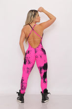 Hot Pink & Black Bubble Tye Jumpsuit