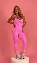Open Back Bright Pink Leopard Jumpsuit