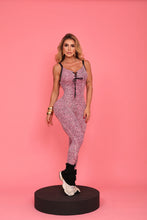 Open Back Pink Leopard Jumpsuit (Black Lazed)