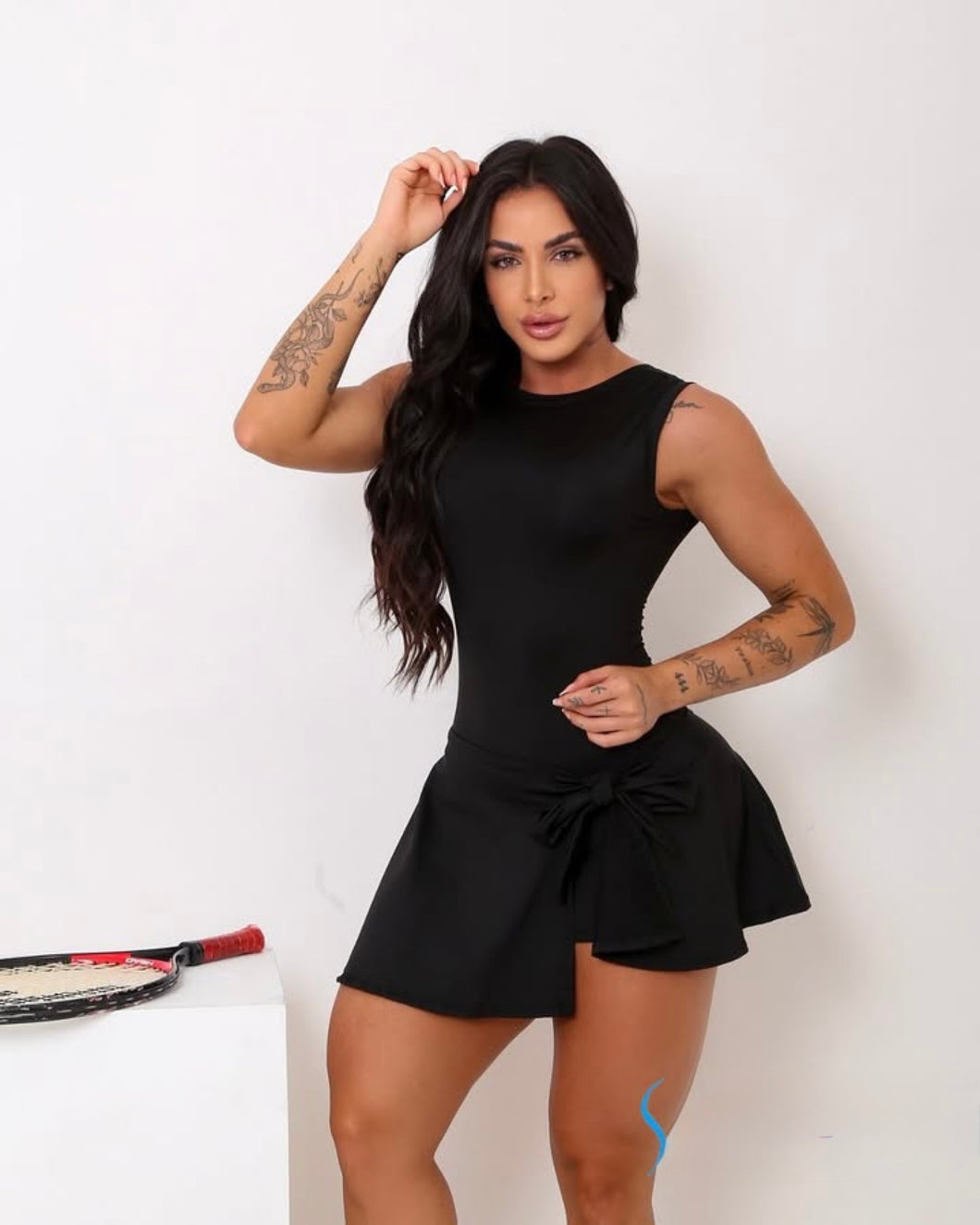 Side Bow Sports Dress (Black)
