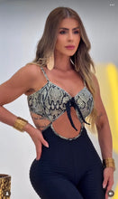 Bow Front Grey Snake Wallpaper Jumpsuit