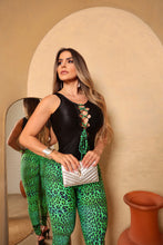 Semi Green Leopard Black Lux Jumpsuit
