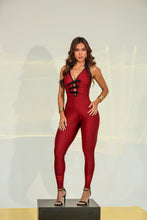 Front Black Bow Jumpsuit  (Red)