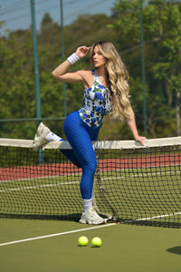 Semi Blue Roses Lazed Jumpsuit ( Royal Bubble Textured)