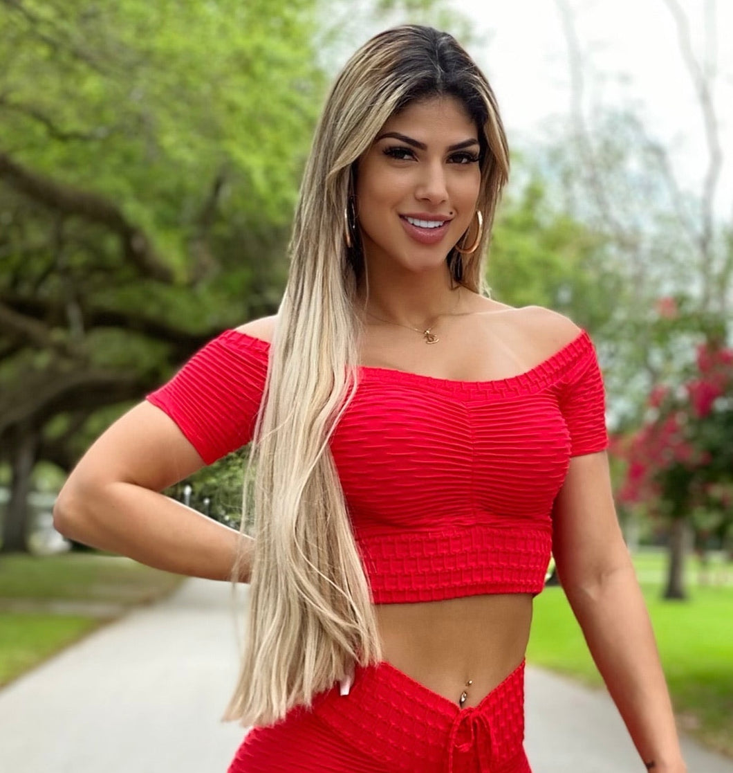 Red Princess Bubble Textured Top