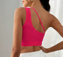 One Shoulder Mini Crop Top (Pink)