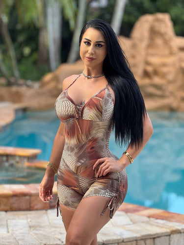 Glam Snake Short Jumpsuit