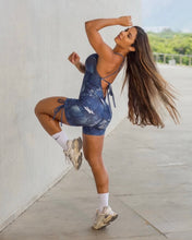 Bow Ripped Jeans Short Jumpsuit