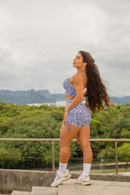 Dianne Leopard Shorts Set (White & Blue)