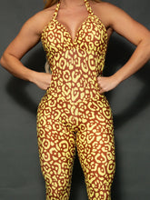 Yellow & Brown Pockets Leopard Jumpsuit