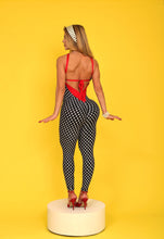 Navy Blue & Red Lazed Polka Dots Jumpsuit