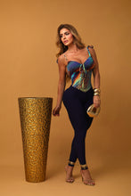 Semi Aurora Neon Lazed Snake Jumpsuit (Navy Blue Bubble Textured Bottom)