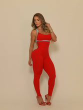 Red Fitness Fashion Jumpsuit (Baby Blue Border)
