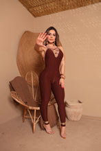 Sexy Lazed Wallpaper Leopard Jumpsuit (Dark Brown)
