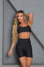 Black Leopard Straps Shorts Set