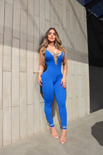 Blue Sexy Lazed Leopard Jumpsuit