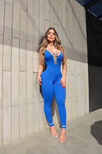 Blue Sexy Lazed Leopard Jumpsuit