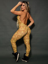 Yellow & Brown Pockets Leopard Jumpsuit