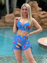 Royal Blue Like Bow Shorts Set