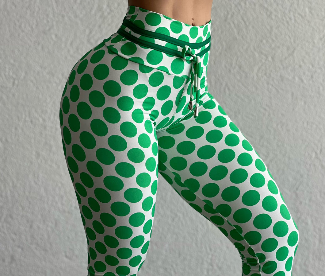 Twisted Green Polka Dots Leggings