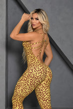 Yellow & Brown Strappy Leopard Jumpsuit