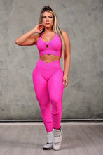 V-Cut Moda Bubble Textured Set ( Hot Pink )
