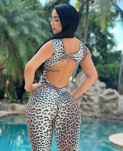 Lazed Blue Leopard Jumpsuit