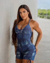 Bow Ripped Jeans Short Jumpsuit