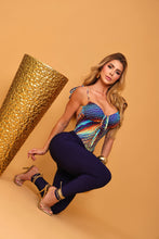 Semi Aurora Neon Lazed Snake Jumpsuit (Navy Blue Bubble Textured Bottom)