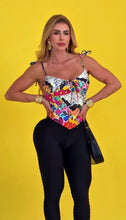 Semi Open Back Cartoons Jumpsuit (Black Bubble Textured Bottom)