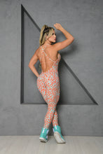 Babe Orange Leopard Jumpsuit (Baby Blue)